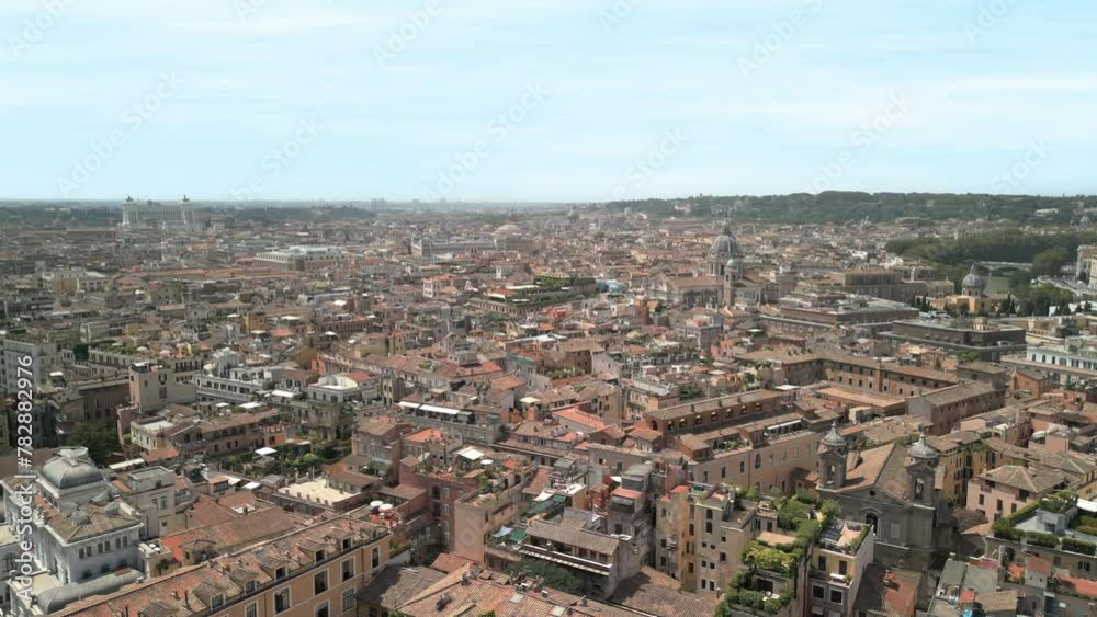 Aerial view of Rome, cityscape of capital city of Italy from above, Europe. High quality 4k footage
