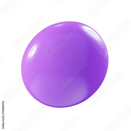 Birthday party popper purple confetti streamer round element 3d render illustration. (ID: 782884356)