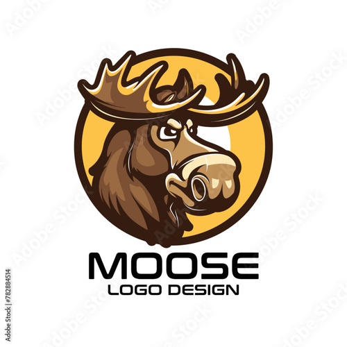 Moose Cartoon Vector Logo Design