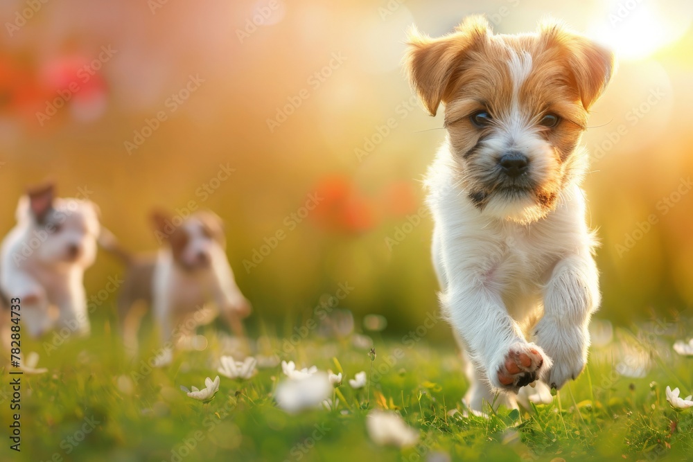 a dog running through a field of flowers. Beautiful simple AI generated image in 4K, unique. a dog running through a field of flowers. Beautiful simple AI generated image in 4K, unique.