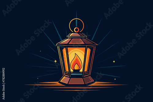 Glowing Lantern Casting Warm Glow in Darkness