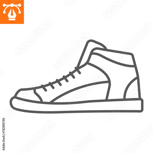 Running shoes line icon, outline style icon for web site or mobile app, clothes and footwear, sneakers vector icon, simple vector illustration, vector graphics with editable strokes.