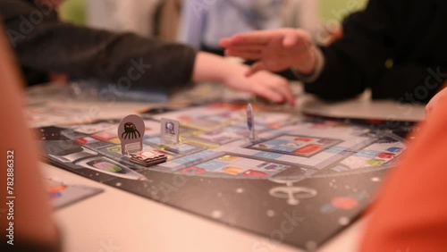 dice close-up, view of the playing field with board games. High quality 
