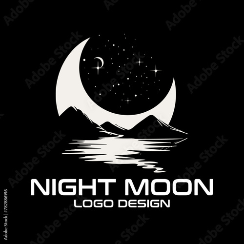 Night Moon Vector Logo Design