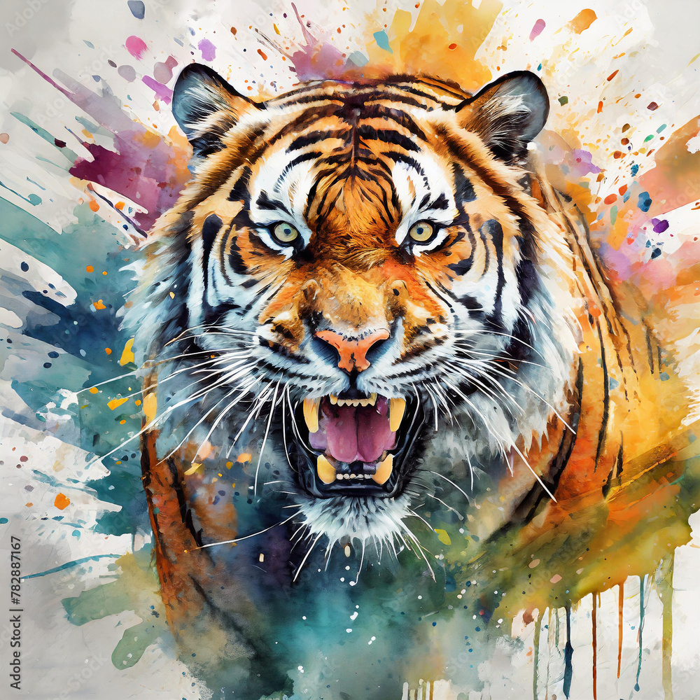Tropienie Barw: Kolorowy Tygrys W Dzikiej Przyrodzie - obrazy, fototapety, plakaty 