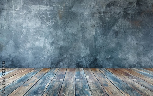 Empty room gray wall room with wooden floor