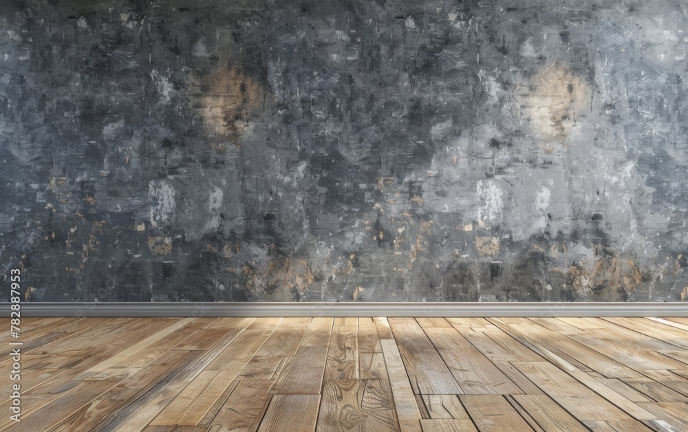 Fototapeta premium Empty room gray wall room with wooden floor