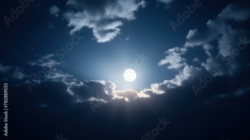 Light and shadow, soft moonlight shining on the sky background. 