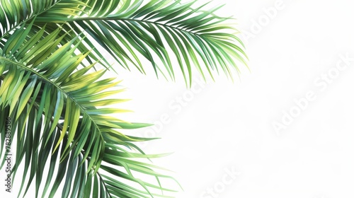 jungle palm branch, illustration, white background