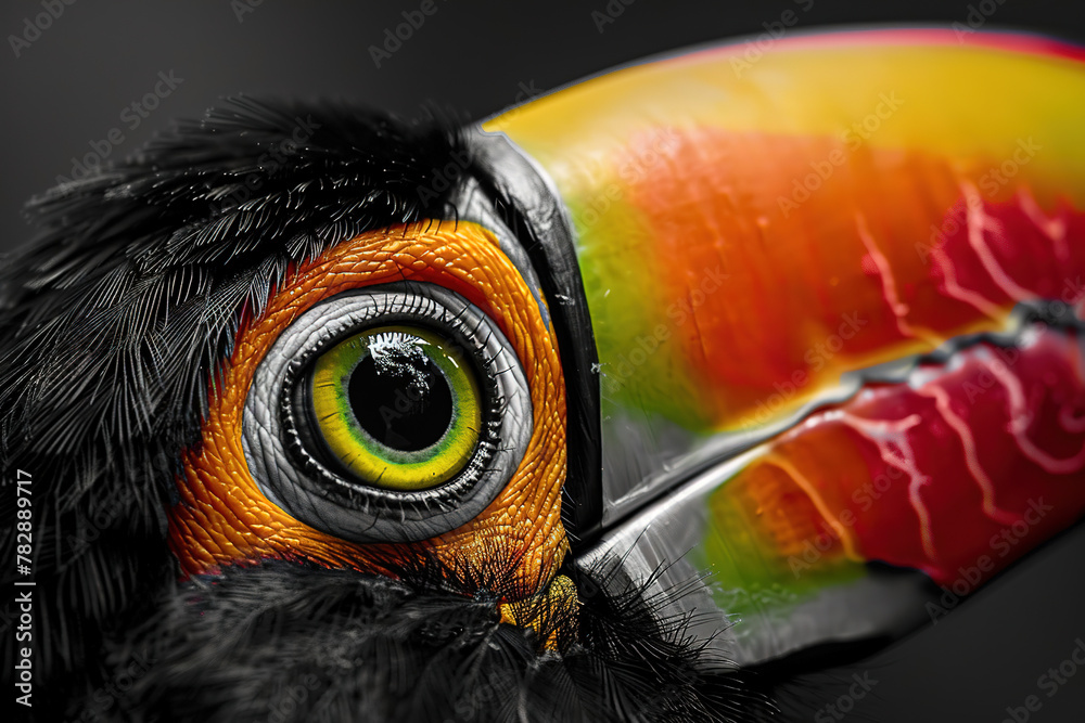 Naklejka premium wallpaper of an extreme close-up on a toucan's eye, 
