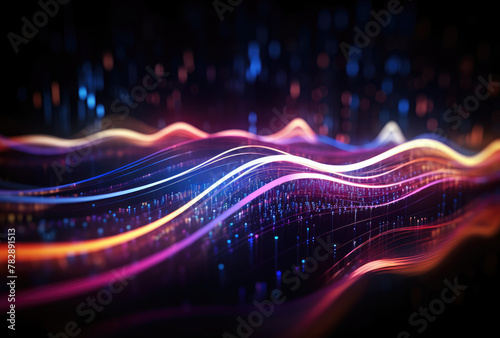Futuristic Digital Waves Technology Concept photo