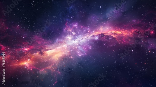 Universe filled with stars, nebula and galaxy. Colorful space background with stars. Beauty of deep space. A view from space to a spiral galaxy and stars