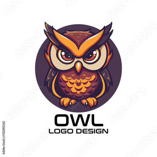 Owl Cartoon Vector Logo Design photo