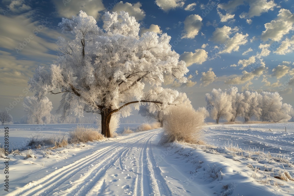 Serene winter landscape untouched snow