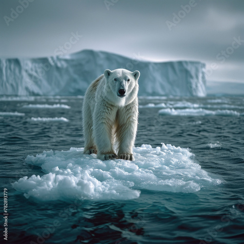Polar bear on a ice floe in Arctic