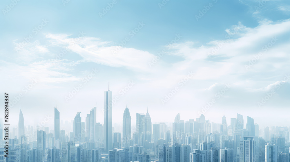 Serene Skyline: Cityscape Under Blue Skies