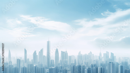 Serene Skyline: Cityscape Under Blue Skies © evening_tao