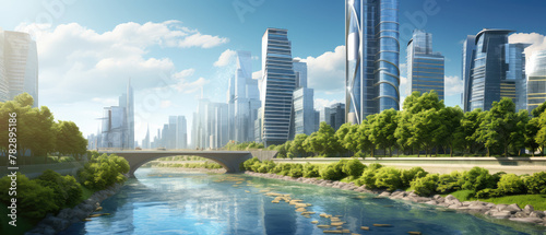 Eco-Friendly Futuristic City by the River