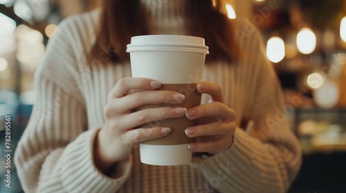 Holding Coffee Cup in Cozy Cafe Ambiance