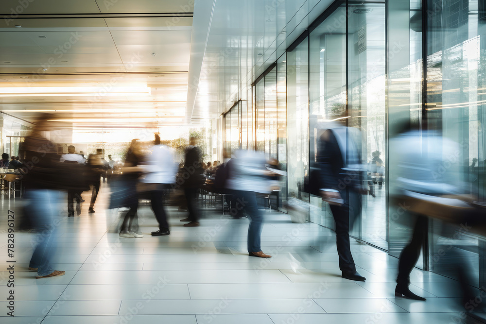 Dynamic Corporate Hustle in Modern Glass Building