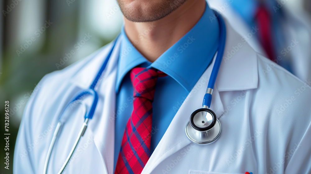 Doctor in white gown uniform with stethoscope in hospital Doctor in white gown uniform with stethoscope in hospital