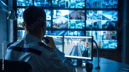 Security Officer Overlooking CCTV Surveillance System