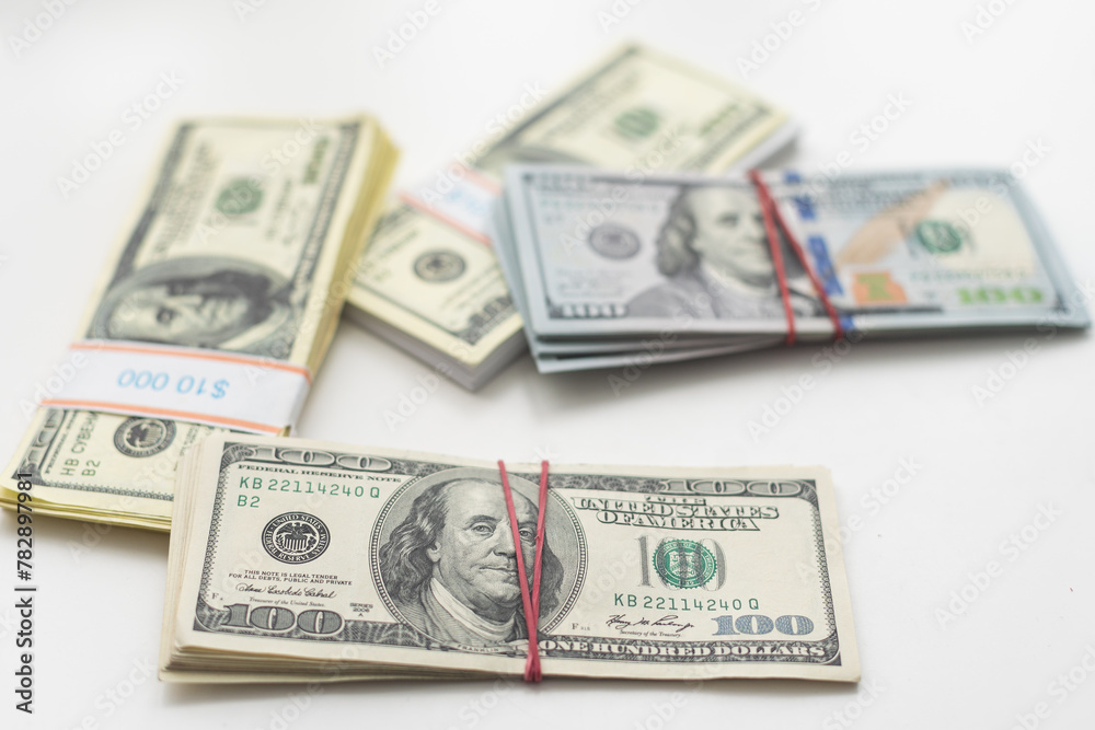 dollar bills of different amounts. Image of the dollar bills in vertical on white background dollar bills of different amounts. Image of the dollar bills in vertical on white background