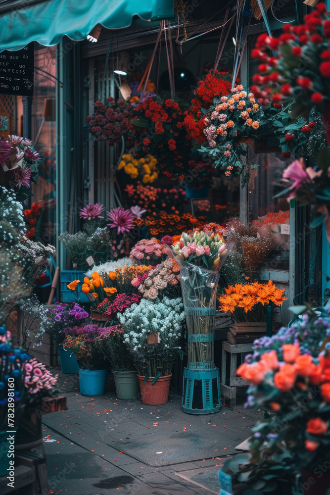 A shop selling beautiful colorful flowers