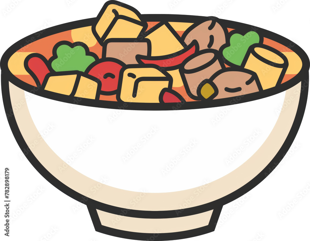 Meat stew bowl icon, cartoon linear icon isolated.