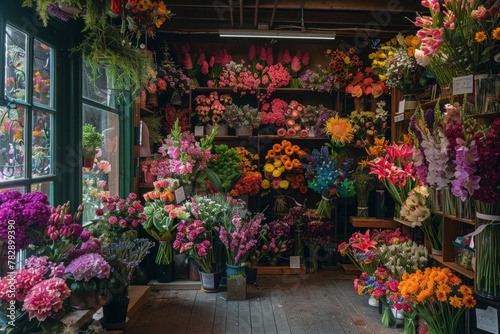 A shop selling beautiful colorful flowers © grey