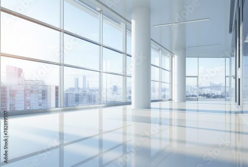 Bright Modern Office Interior with Cityscape View