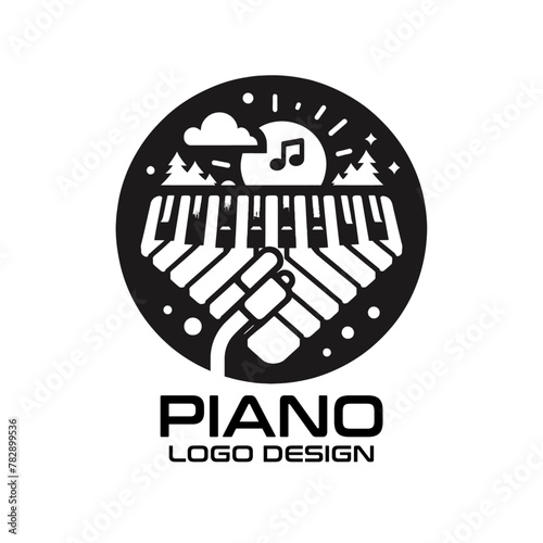 Piano Vector Logo Design photo