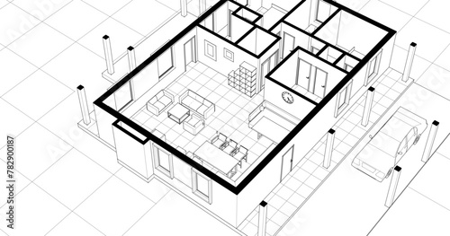 house plan interior 3d rendering
