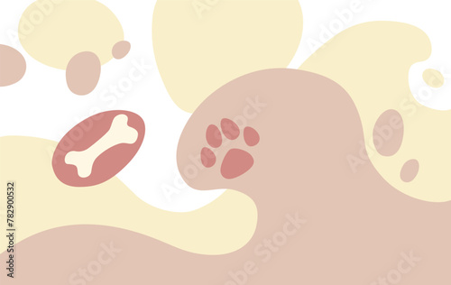 Pattern background with paw print and boneh. Animal product design backdrop. Abstract vector illustration for pet shop websites and print