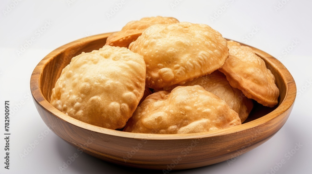 Closeup Image of Delicious Indian Crunchy Kachori Served in Bowl, Ready to be Eaten and Enjoyed.