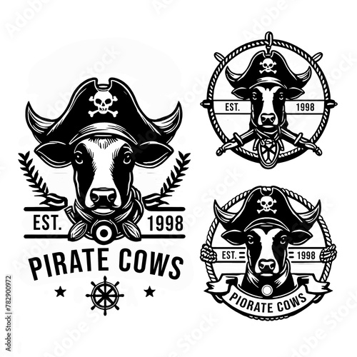 illustration design logo a pirates skull and cow