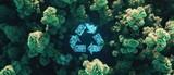 Aerial View of Recycle Symbol in Lush Forest