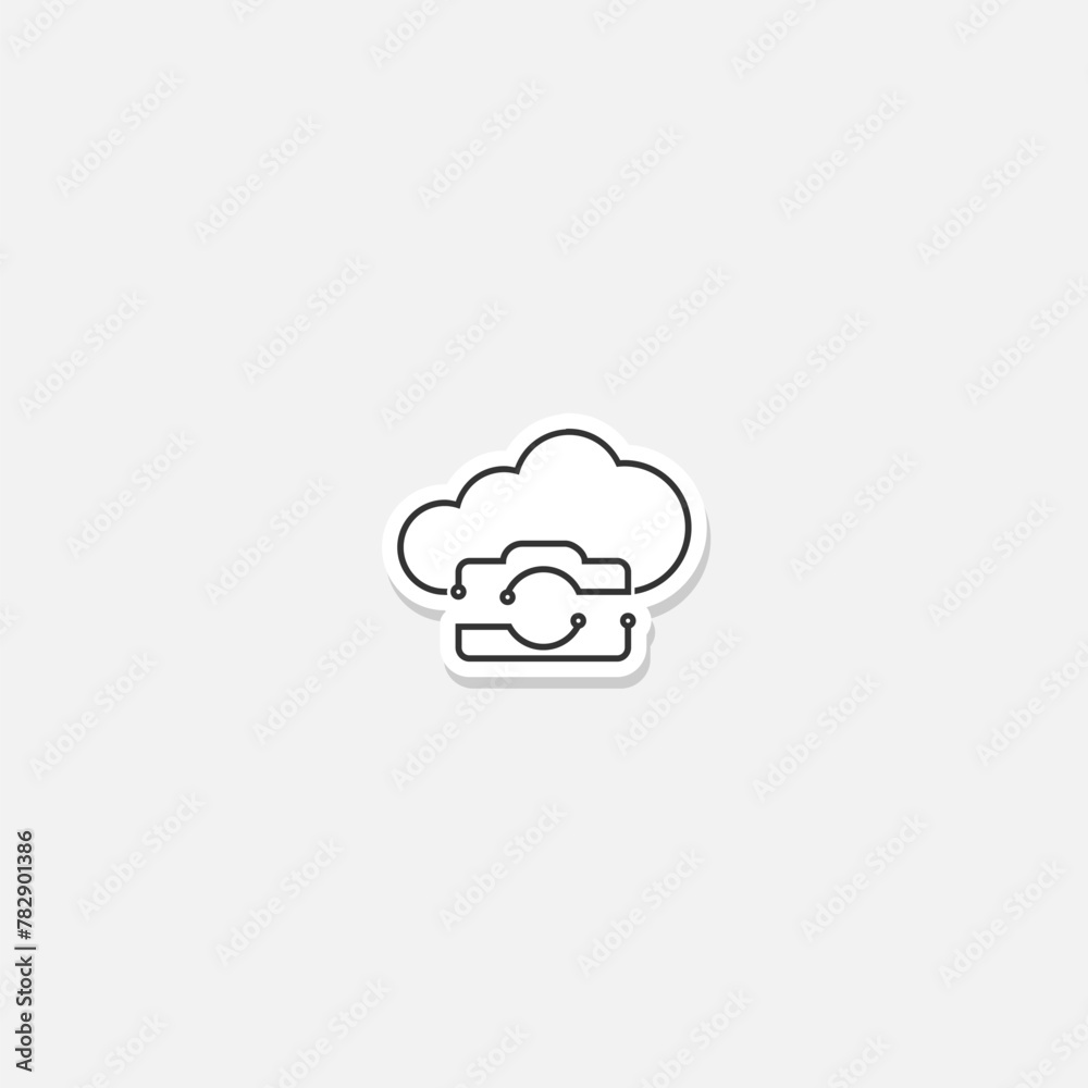 Photo Server data cloud icon sticker isolated on gray background Photo Server data cloud icon sticker isolated on gray background