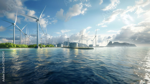 Sustainable Energy Wind Farm Seascape