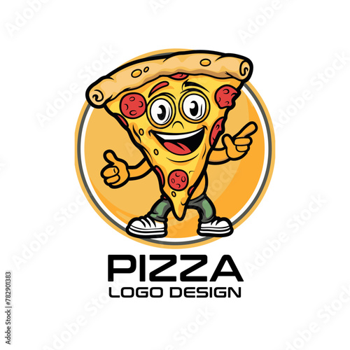 Pizza Cartoon Vector Logo Design