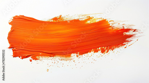 Rust orange paint brush stroke on a pure white background