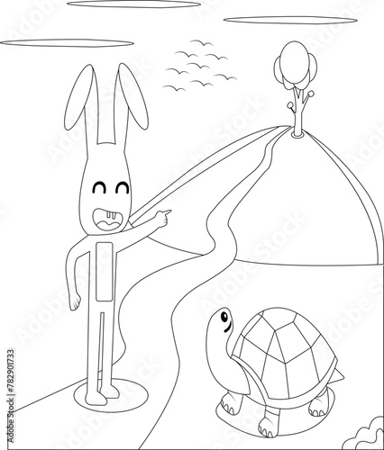 Tortoise coloring page for kids photo