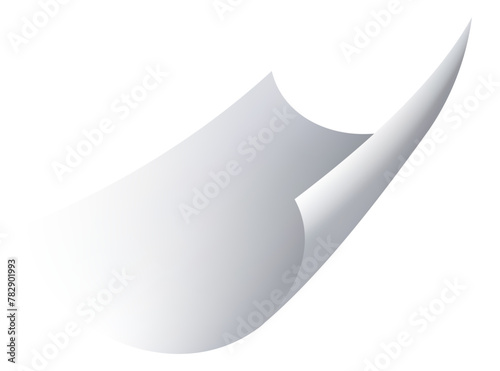 Flying paper page, icon. Falling documents sheet. Curved corner or fly page sheet. Scattered office sheet in motion. Vector cartoon illustration