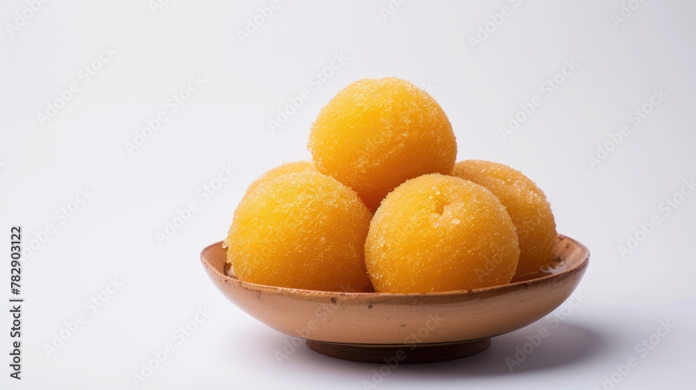 Delicious Indian Sweet Balls (Laddu or Ladoo) Served on Plate, Ready To Be Eaten. Delicious Indian Sweet Balls (Laddu or Ladoo) Served on Plate, Ready To Be Eaten.