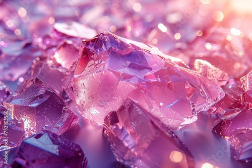 Vibrant pink crystalized surface glittering with focused close-up revealing intricate sparkling details