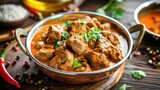 Homemade spicy chicken curry served in bowl, inviting the viewer to enjoy a serving of this delectable dish.