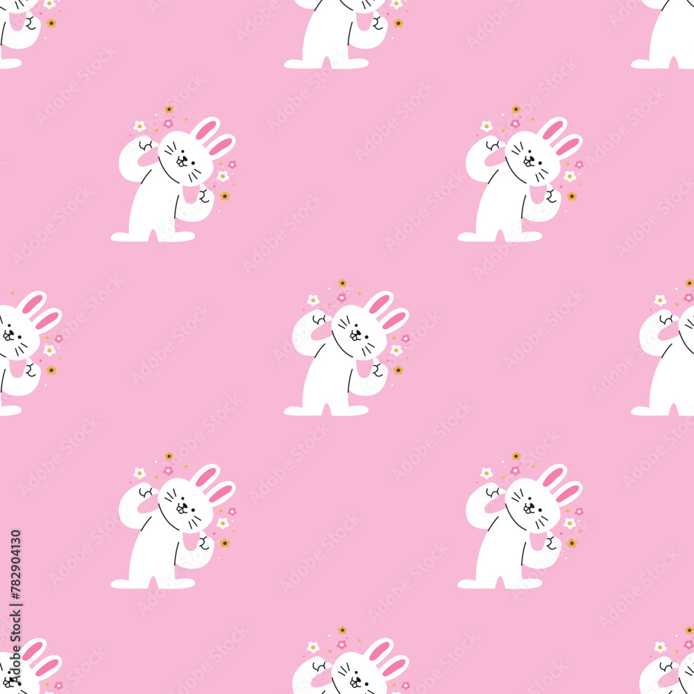 A CUTE WHITE BUNNY SEAMLESS PATTERN A CUTE WHITE BUNNY SEAMLESS PATTERN