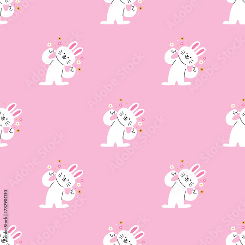 A CUTE WHITE BUNNY SEAMLESS PATTERN