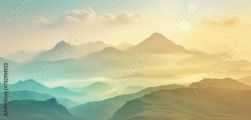 Tranquil Sunset Over Layered Mountain Silhouettes