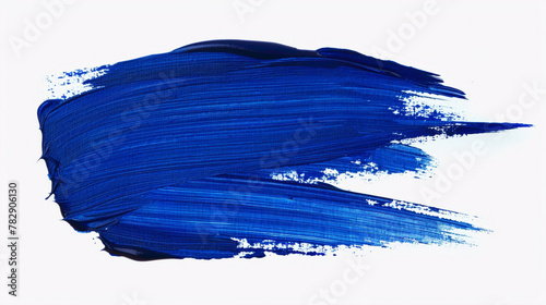 Royal blue paint brush stroke on a pure white background